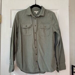 J. Crew Green Button-Up Utility Shirt, Size 12